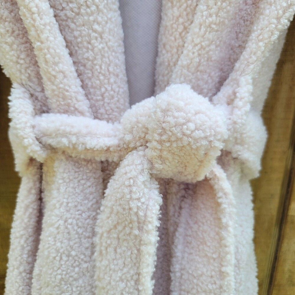 ASOS Design Borg Fleece Neutral Robe Womens Size L - Picture 4 of 12